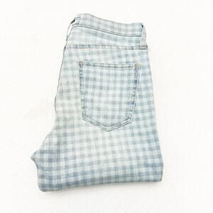 Current Elliott High Waist Stiletto Cropped Skinny Jeans Gingham Denim Size 26